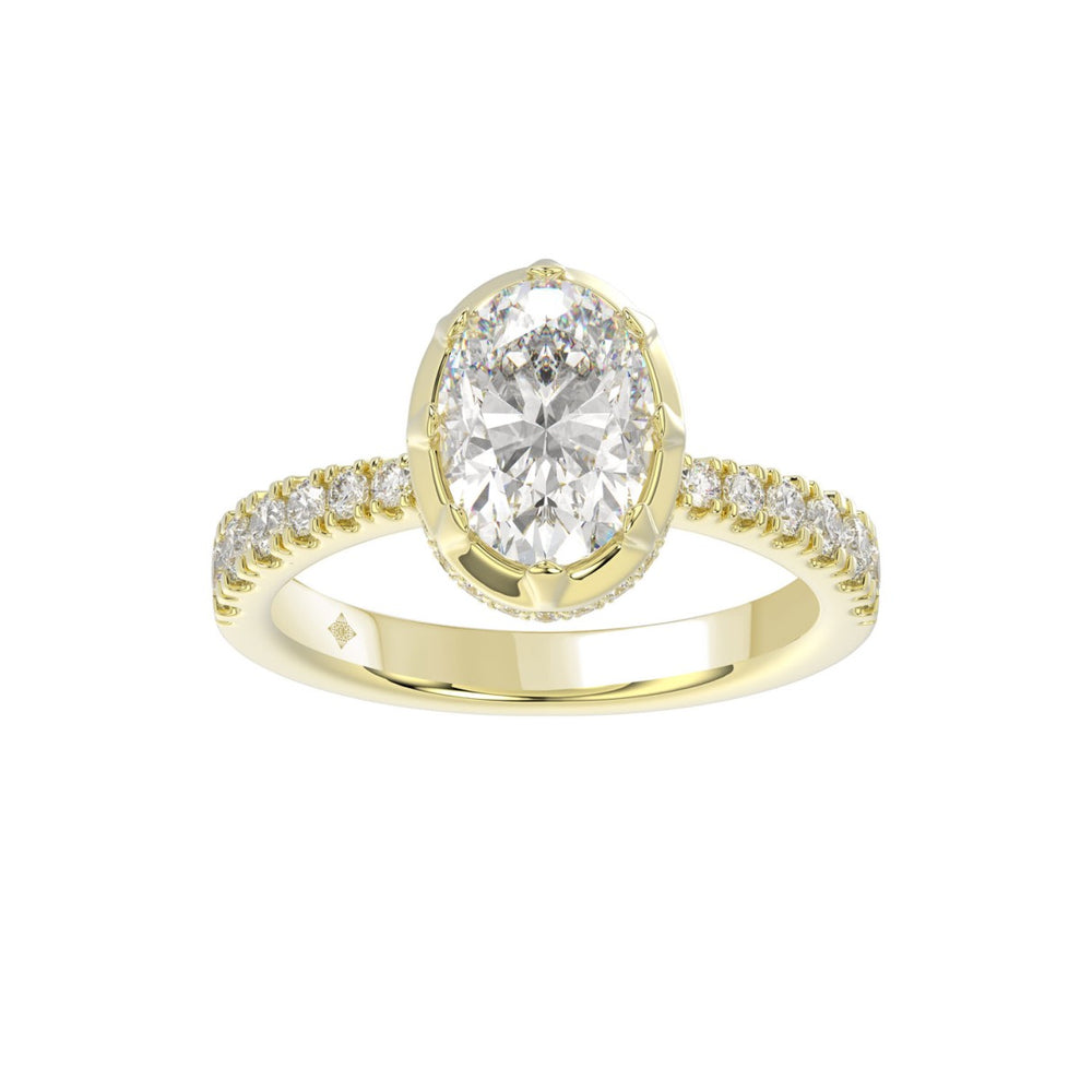 14K YELLOW GOLD 2 1/2CT ROUND/OVAL DIAMOND LADIES RING (CENTER STONE OVAL DIAMOND 2CT)