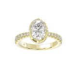 14K YELLOW GOLD 2 1/2CT ROUND/OVAL DIAMOND LADIES RING (CENTER STONE OVAL DIAMOND 2CT)