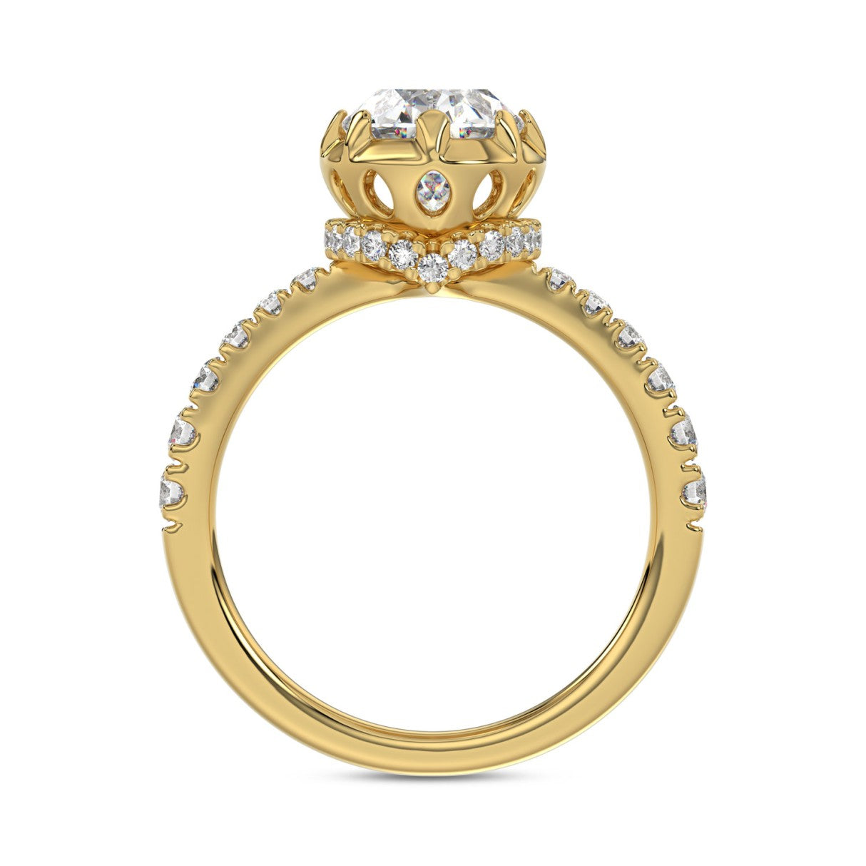 14K YELLOW GOLD 2 1/2CT ROUND/OVAL DIAMOND LADIES RING (CENTER STONE OVAL DIAMOND 2CT)