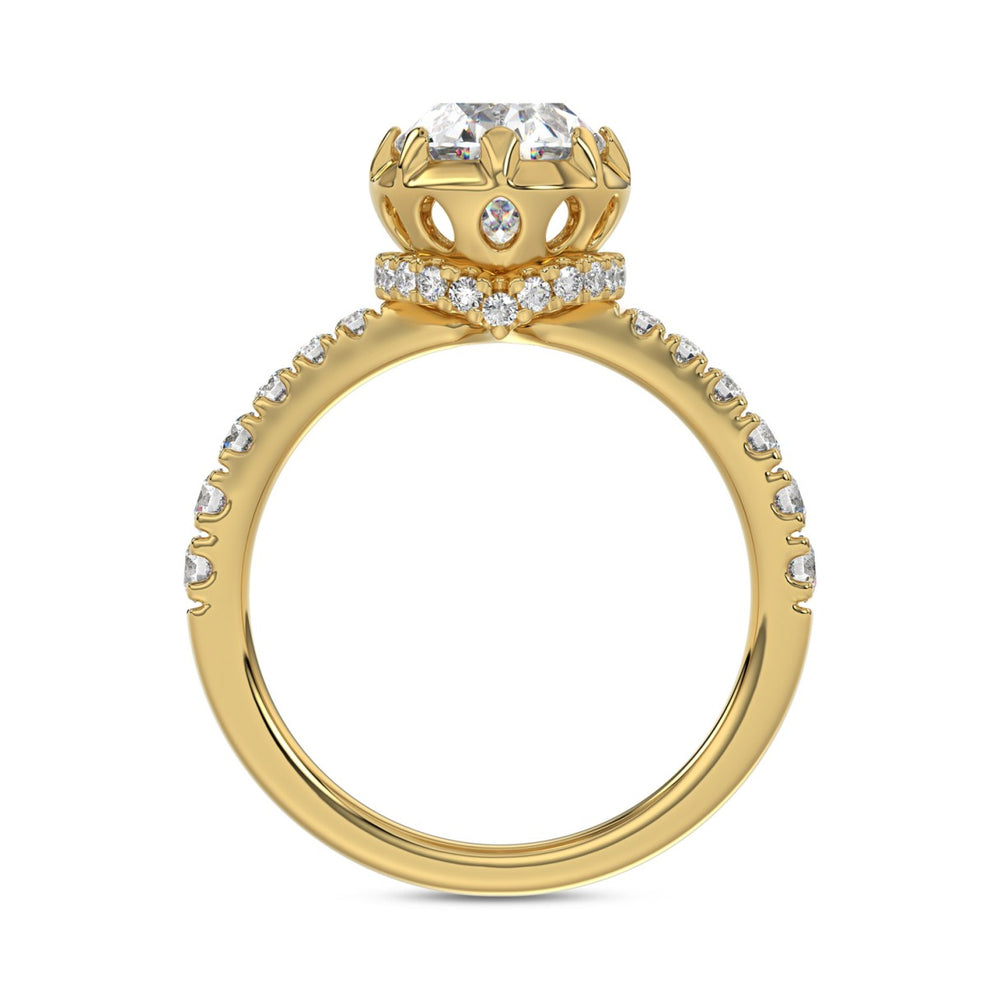 14K YELLOW GOLD 2 1/2CT ROUND/OVAL DIAMOND LADIES RING (CENTER STONE OVAL DIAMOND 2CT)