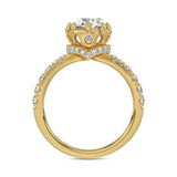 14K YELLOW GOLD 2 1/2CT ROUND/OVAL DIAMOND LADIES RING (CENTER STONE OVAL DIAMOND 2CT)