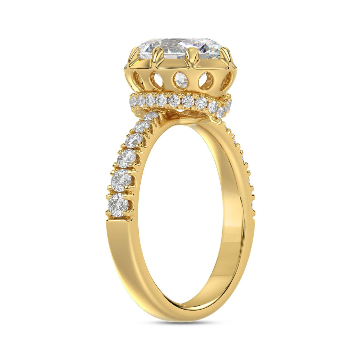 14K YELLOW GOLD 2 1/2CT ROUND/OVAL DIAMOND LADIES RING (CENTER STONE OVAL DIAMOND 2CT)