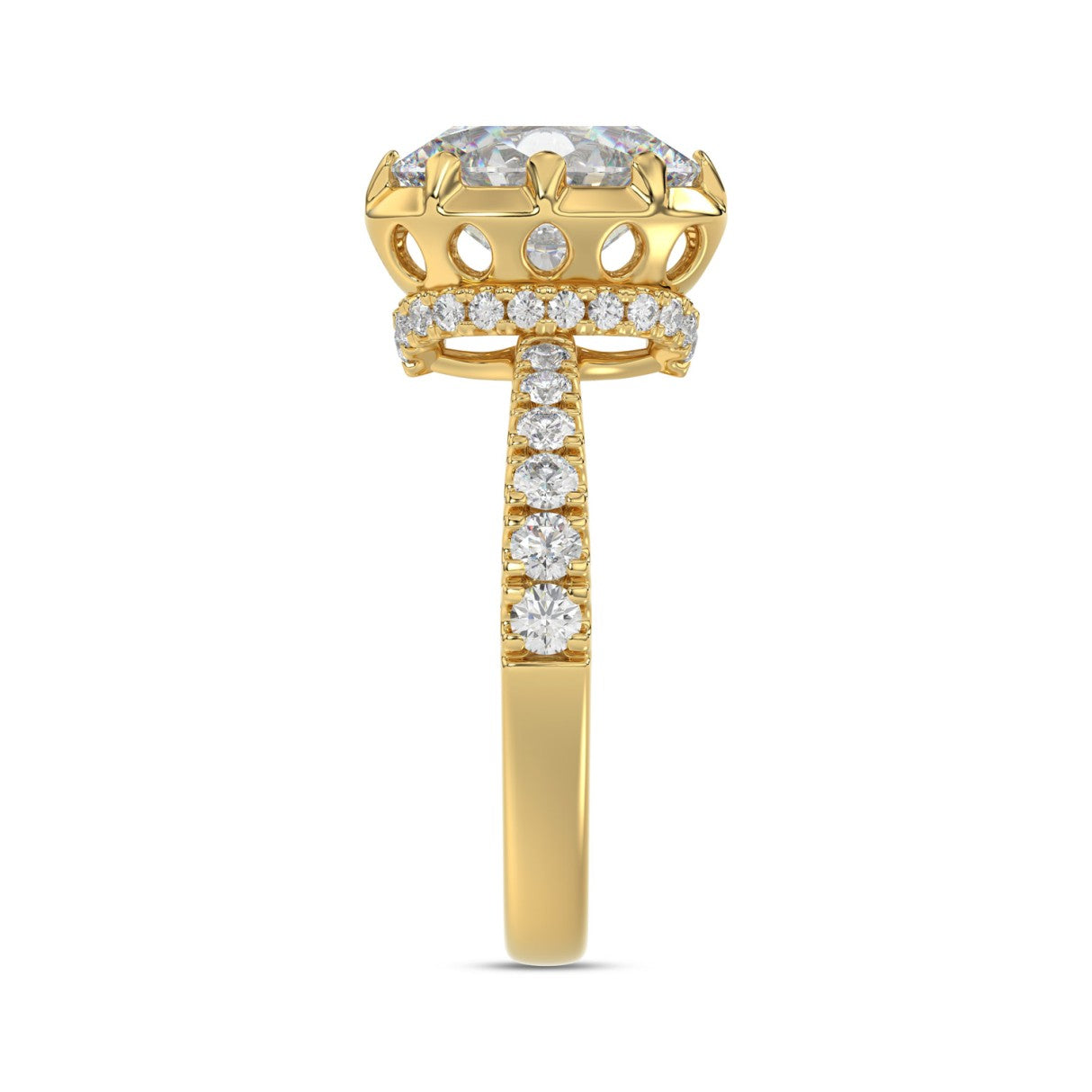 14K YELLOW GOLD 2 1/2CT ROUND/OVAL DIAMOND LADIES RING (CENTER STONE OVAL DIAMOND 2CT)