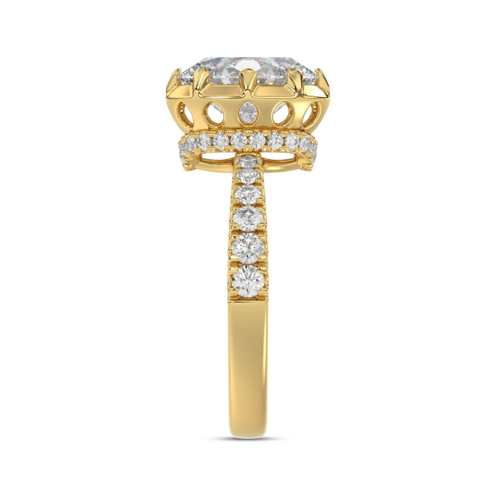 14K YELLOW GOLD 2 1/2CT ROUND/OVAL DIAMOND LADIES RING (CENTER STONE OVAL DIAMOND 2CT)
