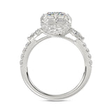 14K WHITE GOLD 3 1/2CT ROUND/PEAR/EMERALD DIAMOND LADIES RING (CENTER STONE EMERALD DIAMOND 3CT)