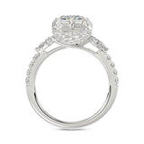 14K WHITE GOLD 3 1/2CT ROUND/PEAR/EMERALD DIAMOND LADIES RING (CENTER STONE EMERALD DIAMOND 3CT)