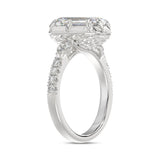 14K WHITE GOLD 3 1/2CT ROUND/PEAR/EMERALD DIAMOND LADIES RING (CENTER STONE EMERALD DIAMOND 3CT)