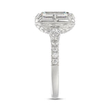 14K WHITE GOLD 3 1/2CT ROUND/PEAR/EMERALD DIAMOND LADIES RING (CENTER STONE EMERALD DIAMOND 3CT)