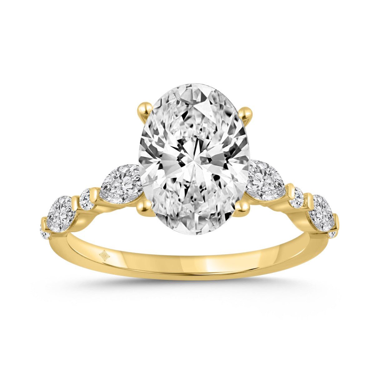 14K YELLOW GOLD 4.00CT ROUND/OVAL/MARQUISE DIAMOND LADIES RING