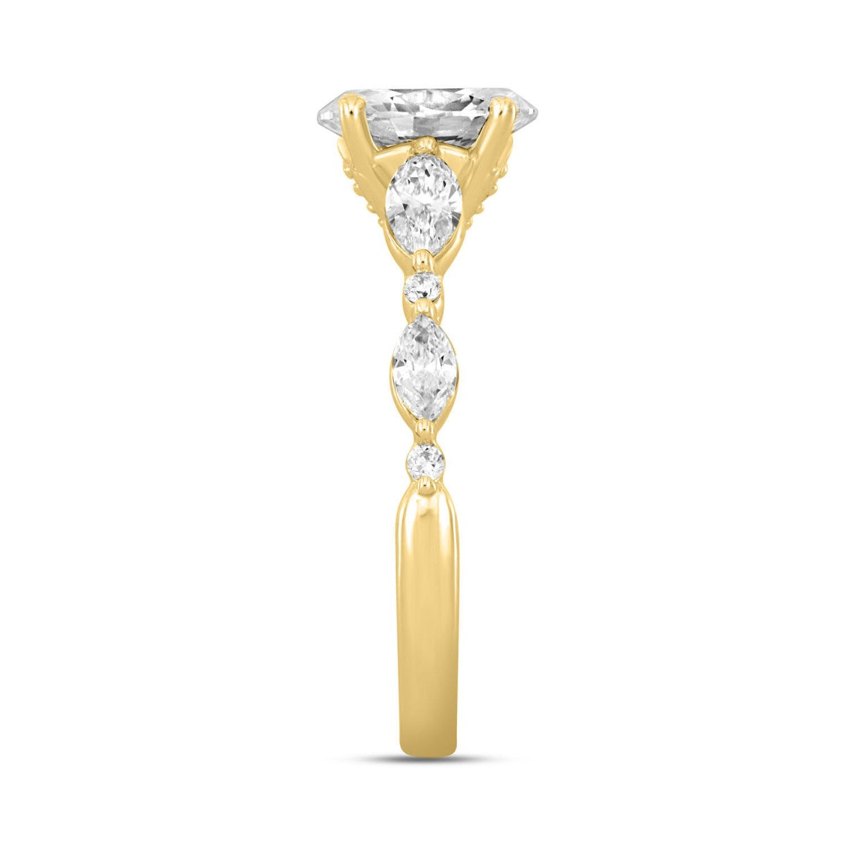 14K YELLOW GOLD 4.00CT ROUND/OVAL/MARQUISE DIAMOND LADIES RING