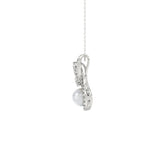 14K WHITE GOLD 1/2CT PEAR/ROUND/MARQUISE/PEARL DIAMOND LADIES PENDANT WITH CHAIN
