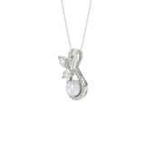 14K WHITE GOLD 1/2CT PEAR/ROUND/MARQUISE/PEARL DIAMOND LADIES PENDANT WITH CHAIN