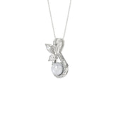 14K WHITE GOLD 1/2CT PEAR/ROUND/MARQUISE/PEARL DIAMOND LADIES PENDANT WITH CHAIN