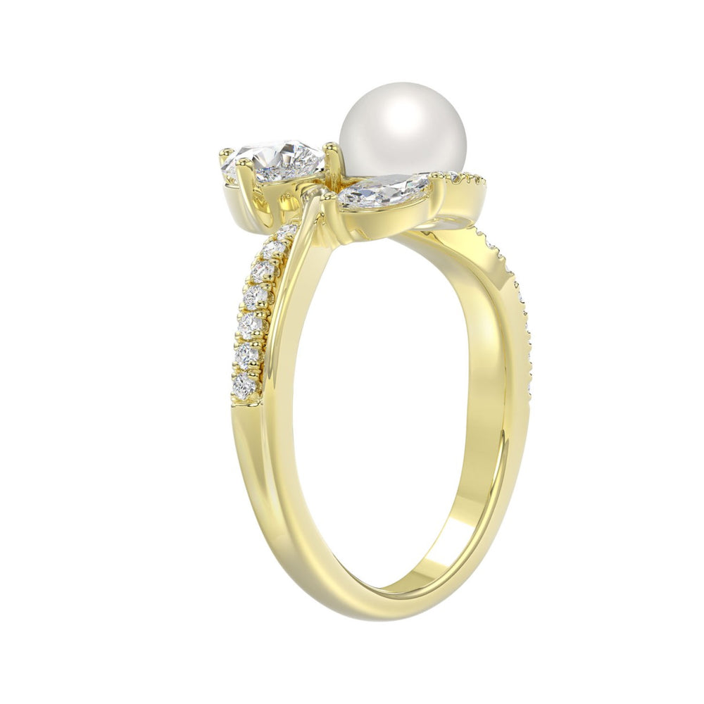14K YELLOW GOLD 3/4CT ROUND/MARQUISE/PEARL/PEAR DIAMOND LADIES RING