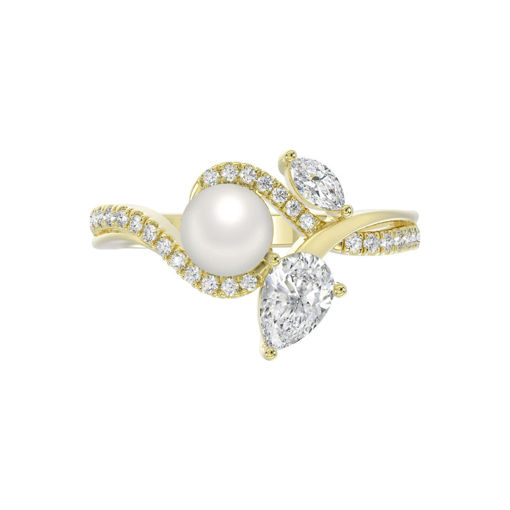 14K YELLOW GOLD 3/4CT ROUND/MARQUISE/PEARL/PEAR DIAMOND LADIES RING