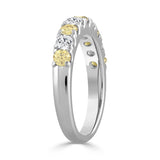 14K White Gold 1.00 CT Round Yellow &amp; White Diamond Alternating Band Ring