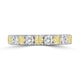 14K White Gold 1.00 CT Round Yellow &amp; White Diamond Alternating Band Ring