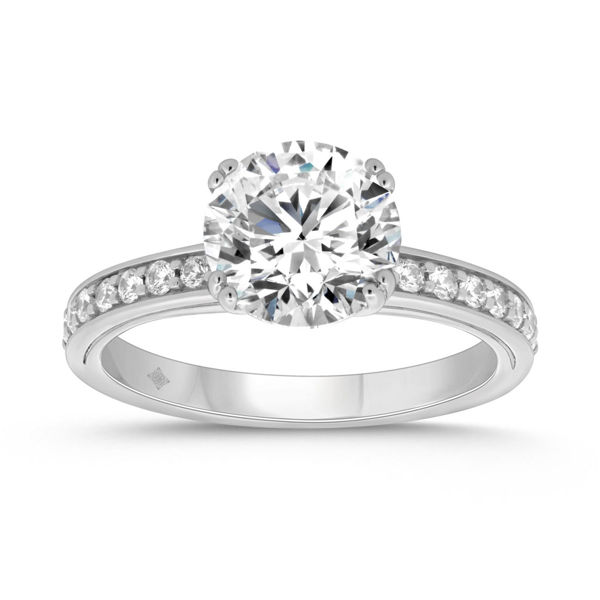 14K WHITE GOLD 2 1/4CT ROUND DIAMOND LADIES RING (CENTER STONE ROUND DIAMOND 2CT)