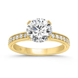 14K YELLOW GOLD 2 1/4CT ROUND DIAMOND LADIES RING (CENTER STONE ROUND DIAMOND 2CT)