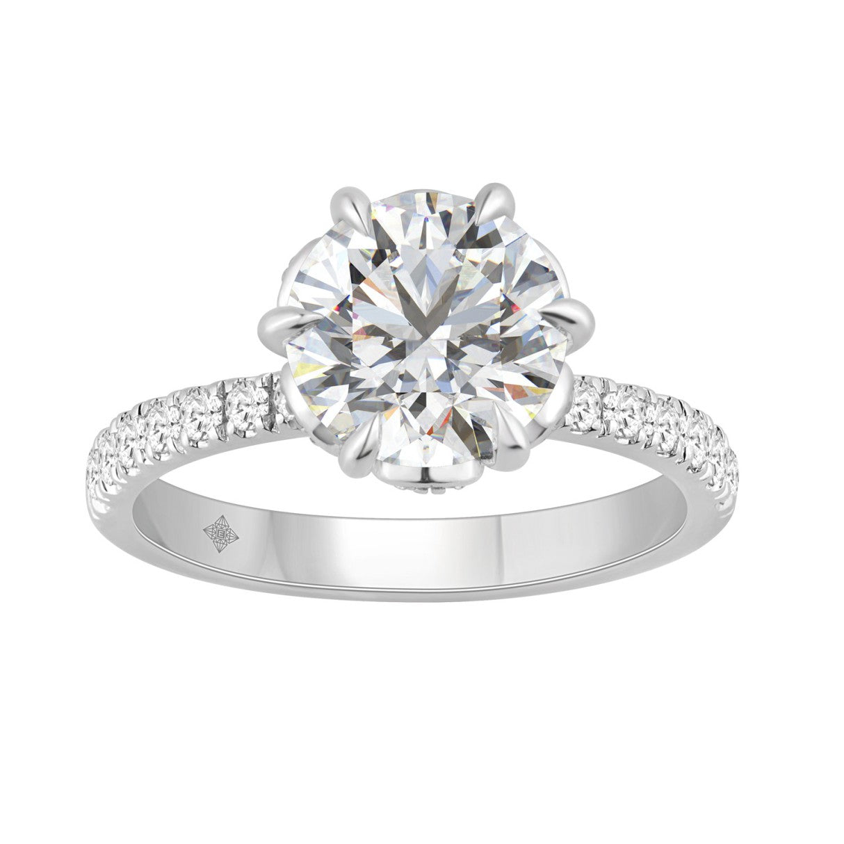 14K WHITE GOLD 2 1/2CT ROUND DIAMOND LADIES RING (CENTER STONE ROUND DIAMOND 2CT)