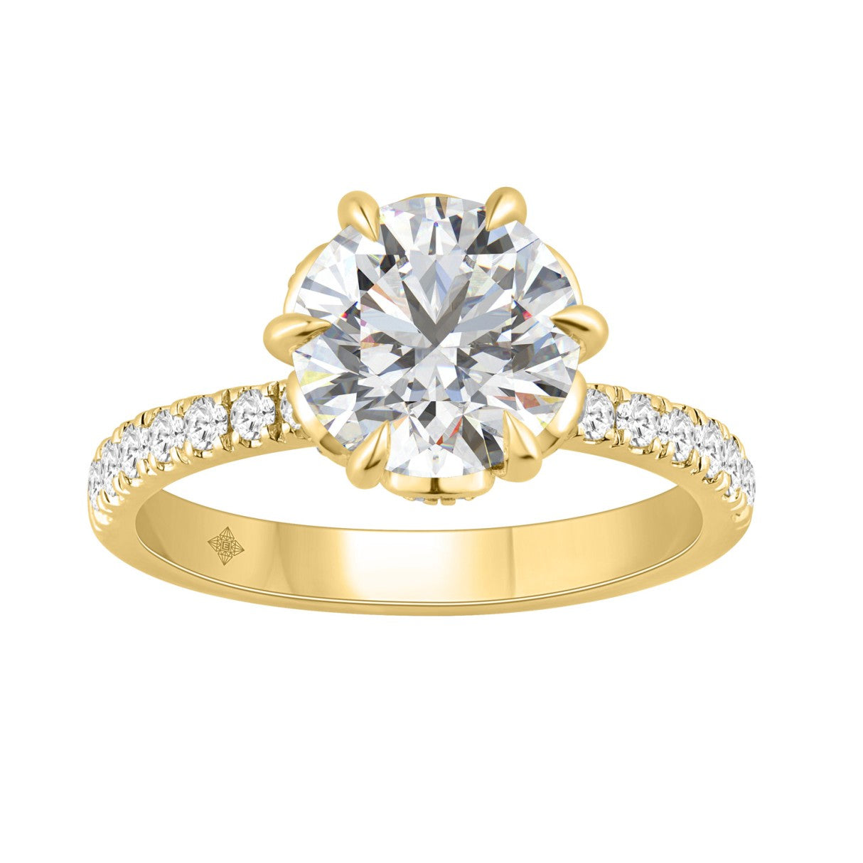 14K YELLOW GOLD 2 1/2CT ROUND DIAMOND LADIES RING (CENTER STONE ROUND DIAMOND 2CT)