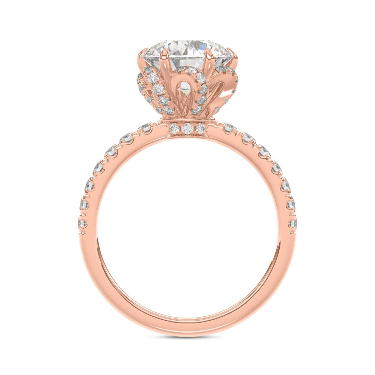 14K ROSE GOLD 2 1/2CT ROUND DIAMOND LADIES RING (CENTER STONE ROUND DIAMOND 2CT)