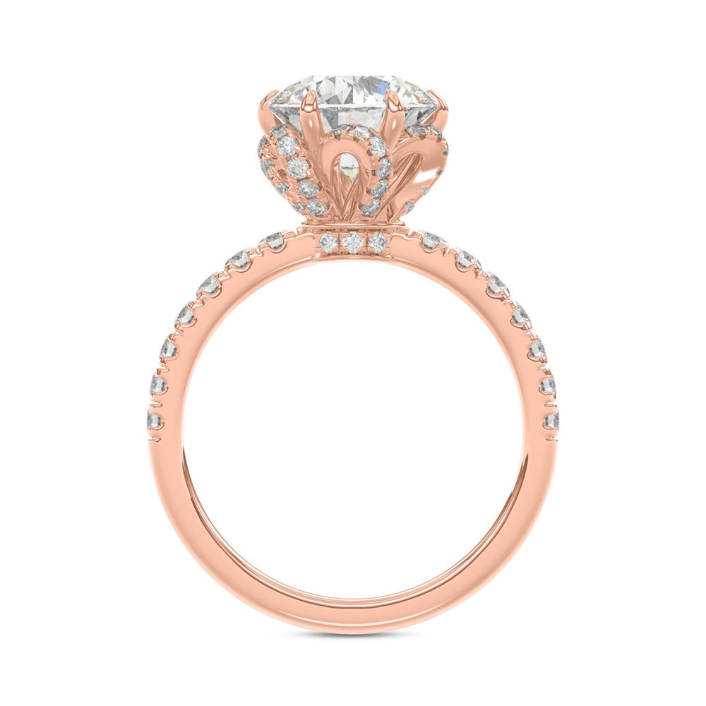14K ROSE GOLD 2 1/2CT ROUND DIAMOND LADIES RING (CENTER STONE ROUND DIAMOND 2CT)