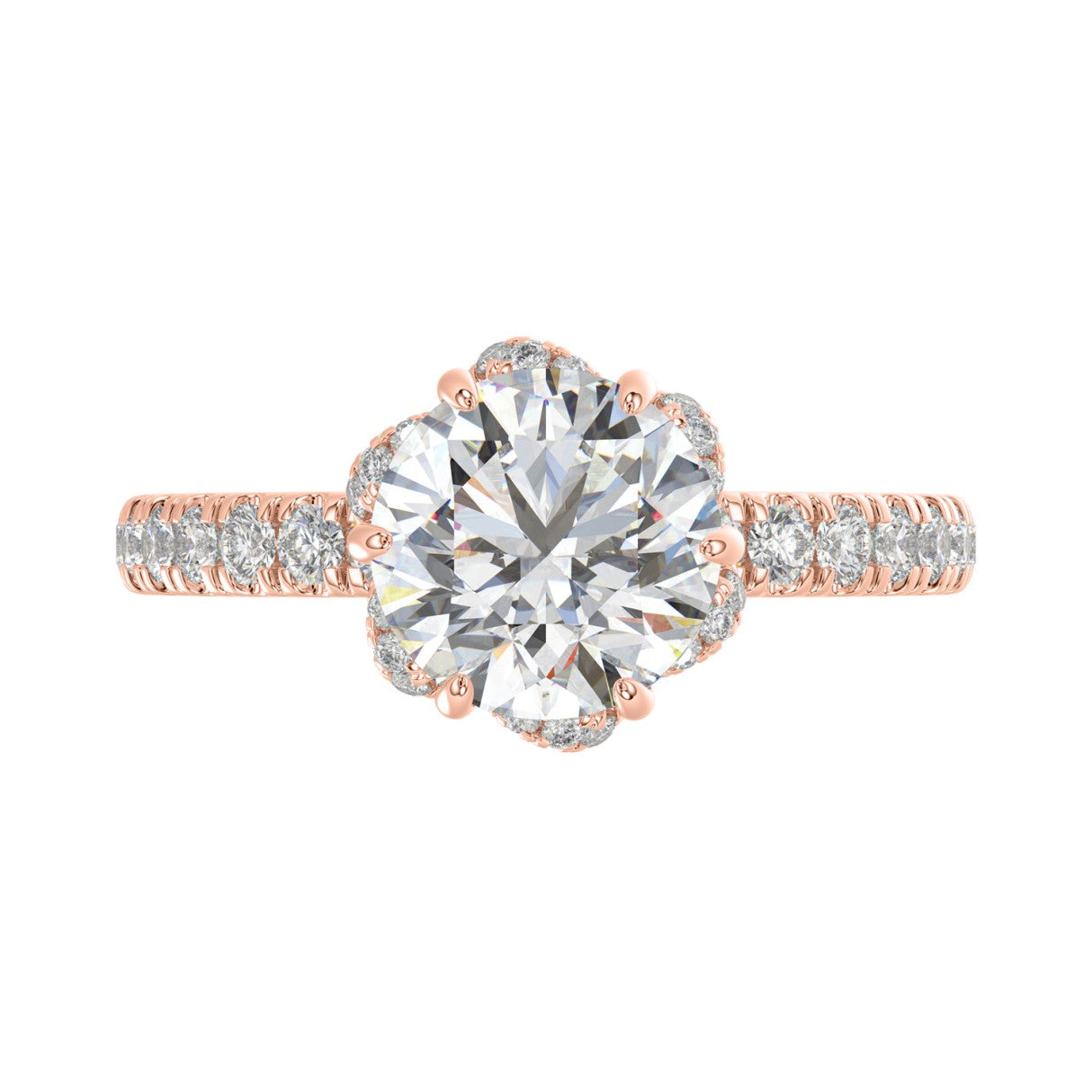 14K ROSE GOLD 2 1/2CT ROUND DIAMOND LADIES RING (CENTER STONE ROUND DIAMOND 2CT)