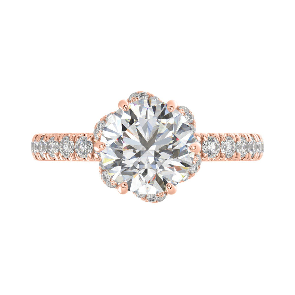 14K ROSE GOLD 2 1/2CT ROUND DIAMOND LADIES RING (CENTER STONE ROUND DIAMOND 2CT)