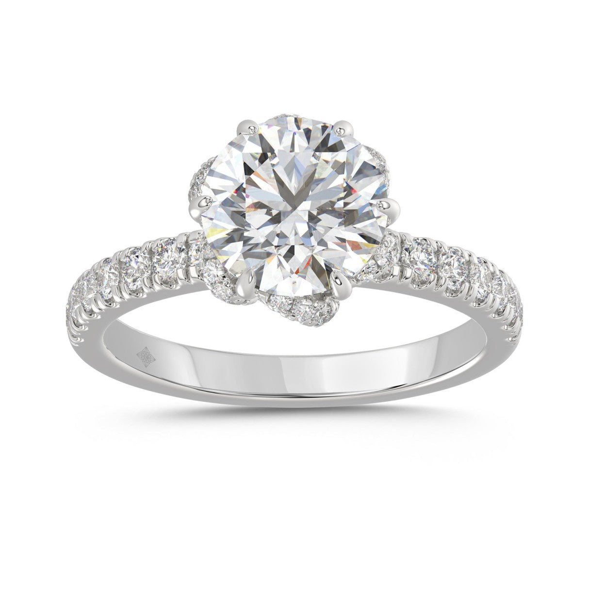 14K WHITE GOLD 2 1/2CT ROUND DIAMOND LADIES RING (CENTER STONE ROUND DIAMOND 2CT)