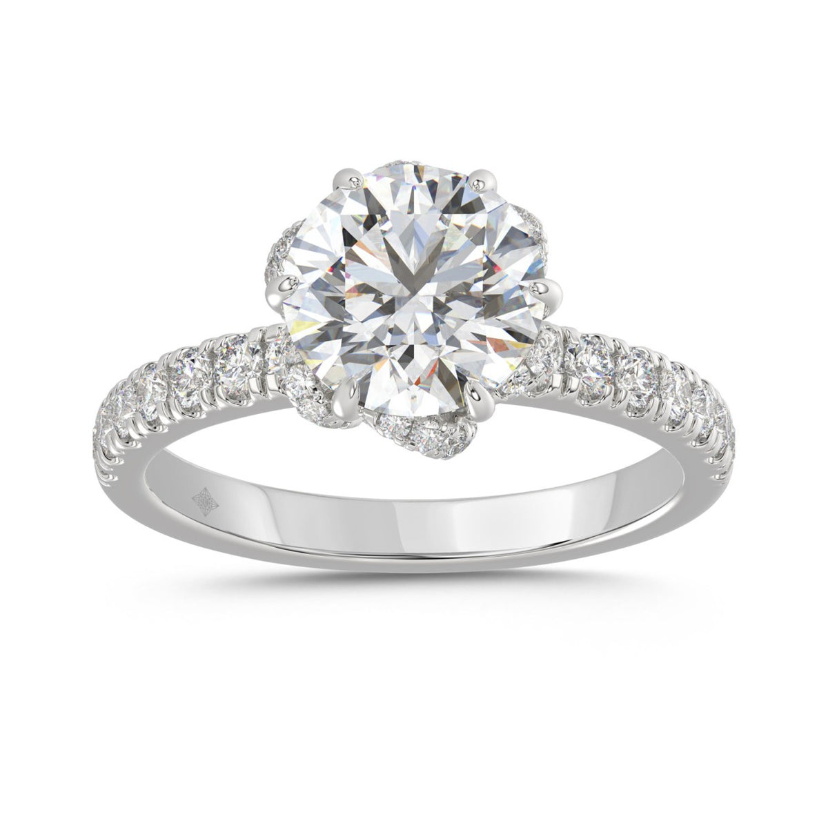 14K WHITE GOLD 2 1/2CT ROUND DIAMOND LADIES RING (CENTER STONE ROUND DIAMOND 2CT)