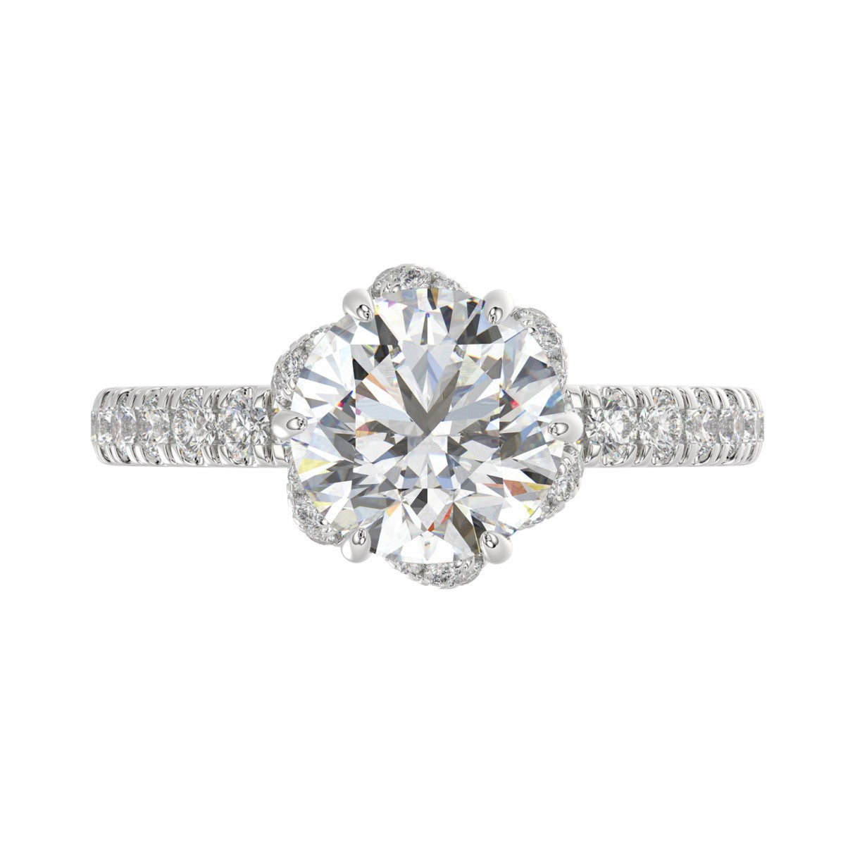 14K WHITE GOLD 2 1/2CT ROUND DIAMOND LADIES RING (CENTER STONE ROUND DIAMOND 2CT)
