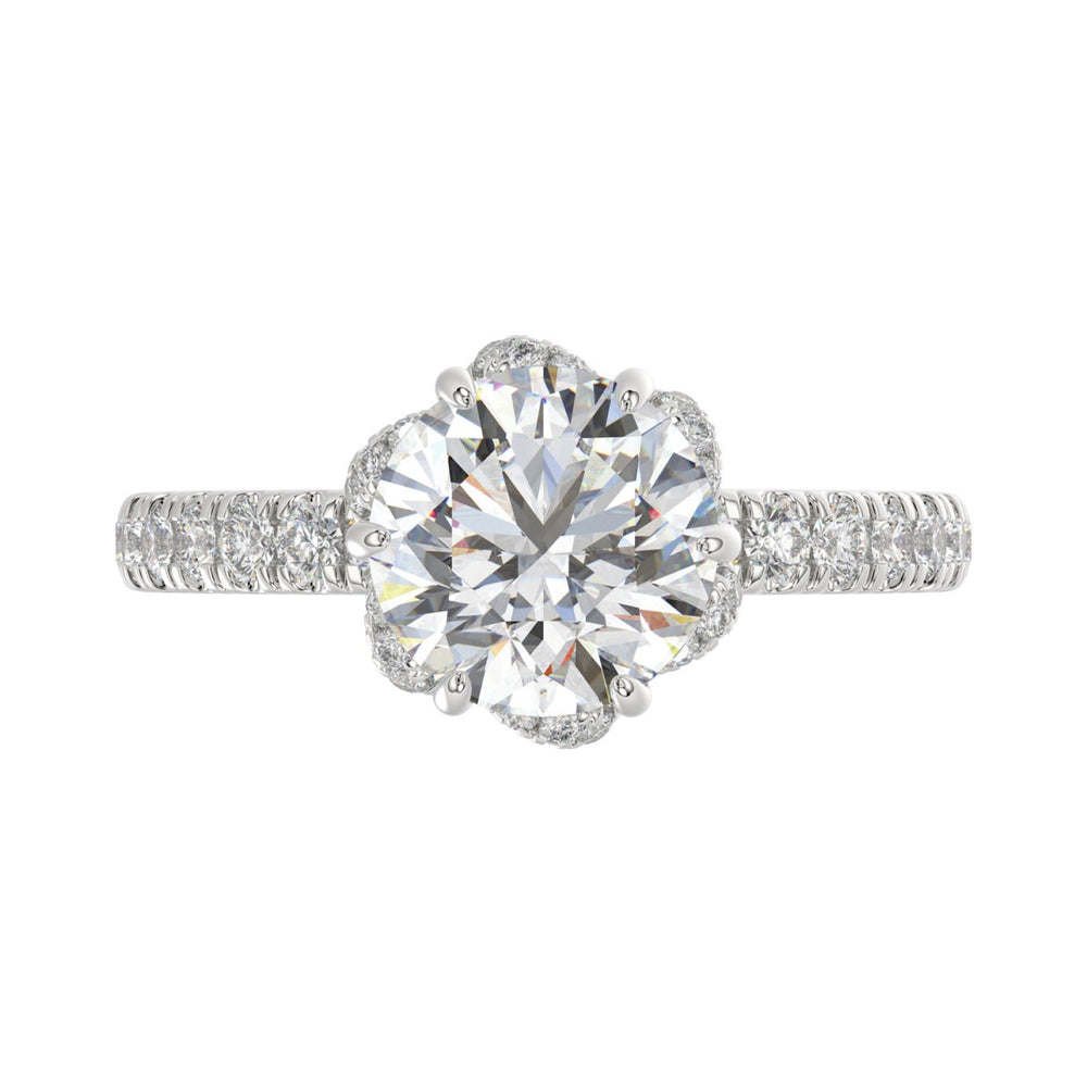14K WHITE GOLD 2 1/2CT ROUND DIAMOND LADIES RING (CENTER STONE ROUND DIAMOND 2CT)