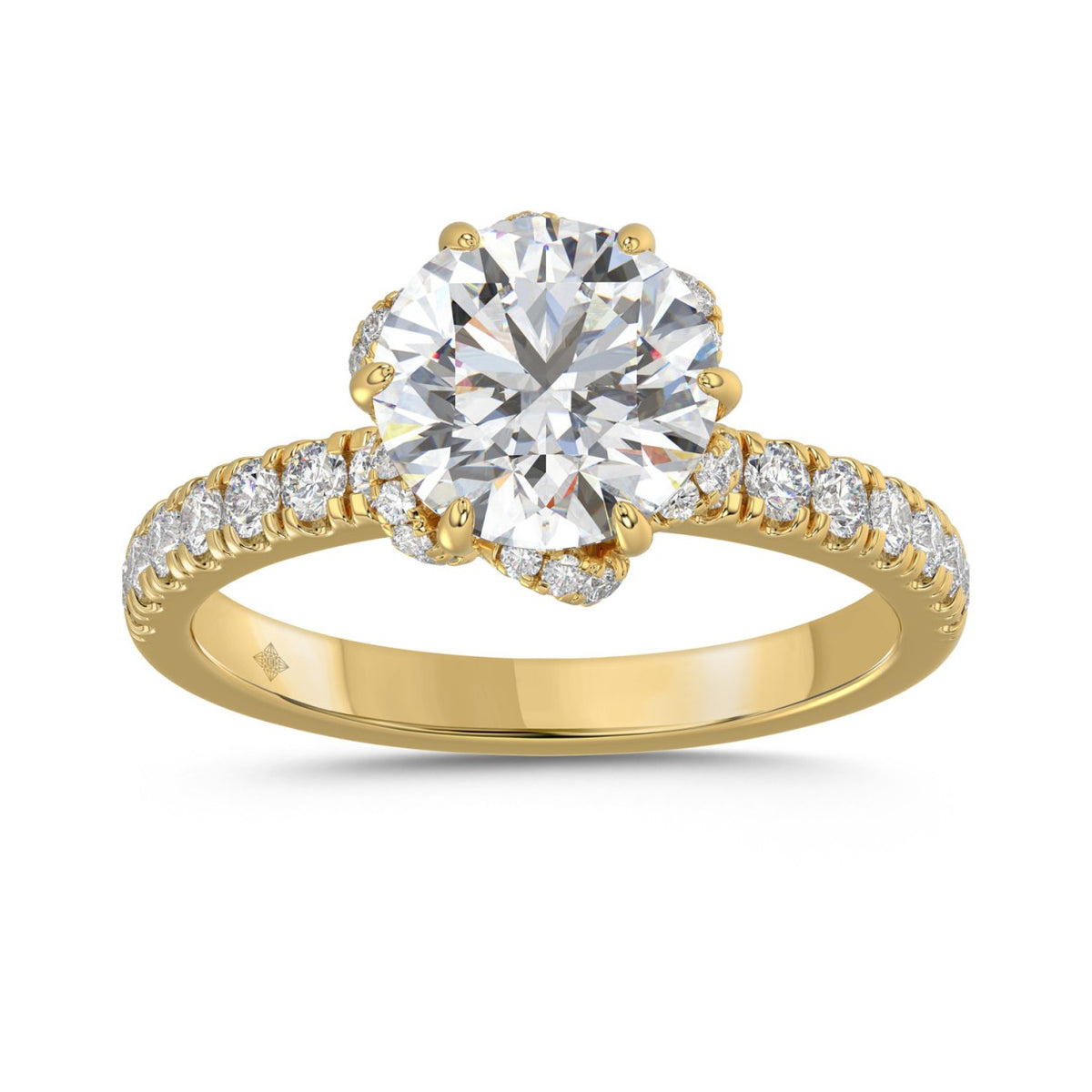 14K YELLOW GOLD 2 1/2CT ROUND DIAMOND LADIES RING (CENTER STONE ROUND DIAMOND 2CT)