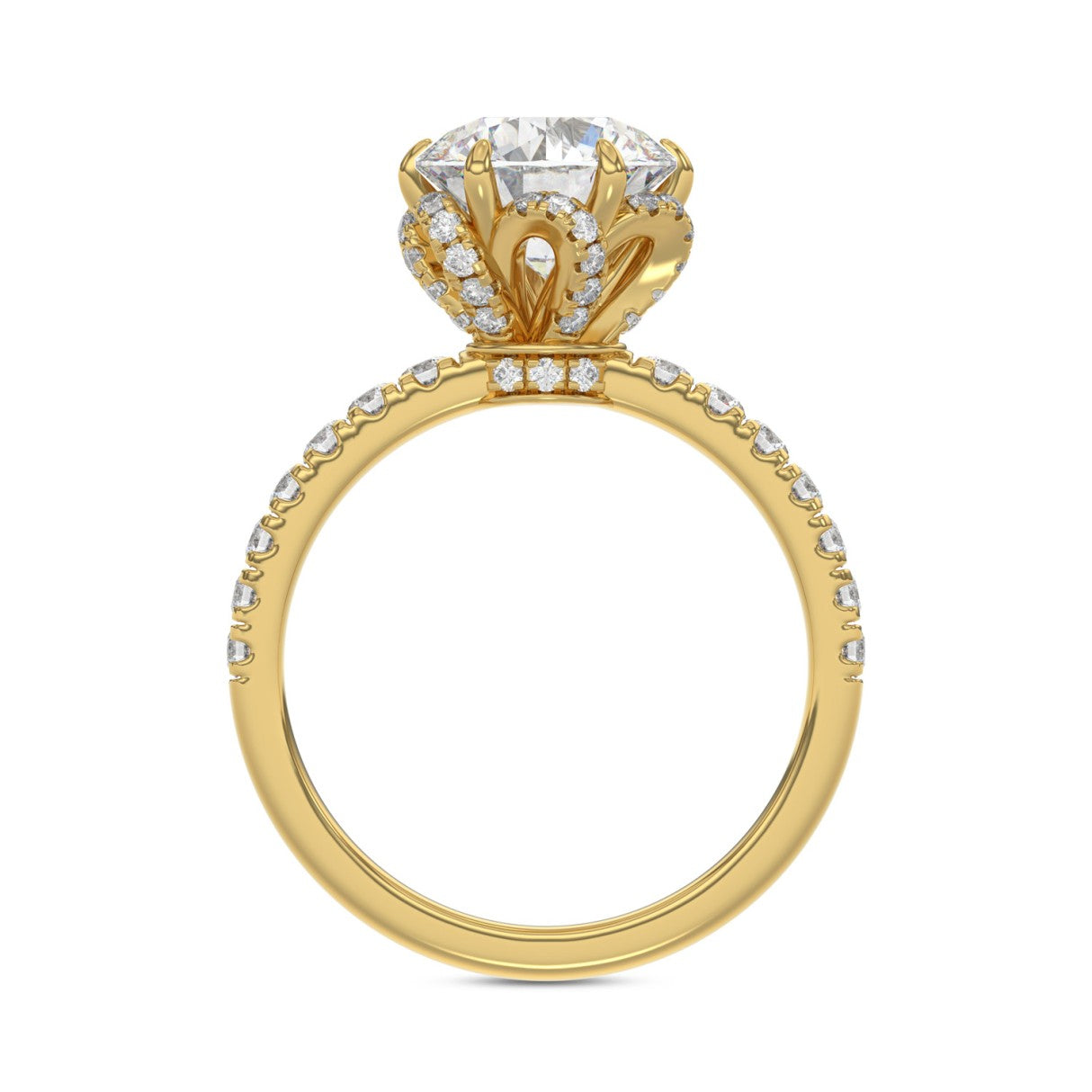 14K YELLOW GOLD 2 1/2CT ROUND DIAMOND LADIES RING (CENTER STONE ROUND DIAMOND 2CT)