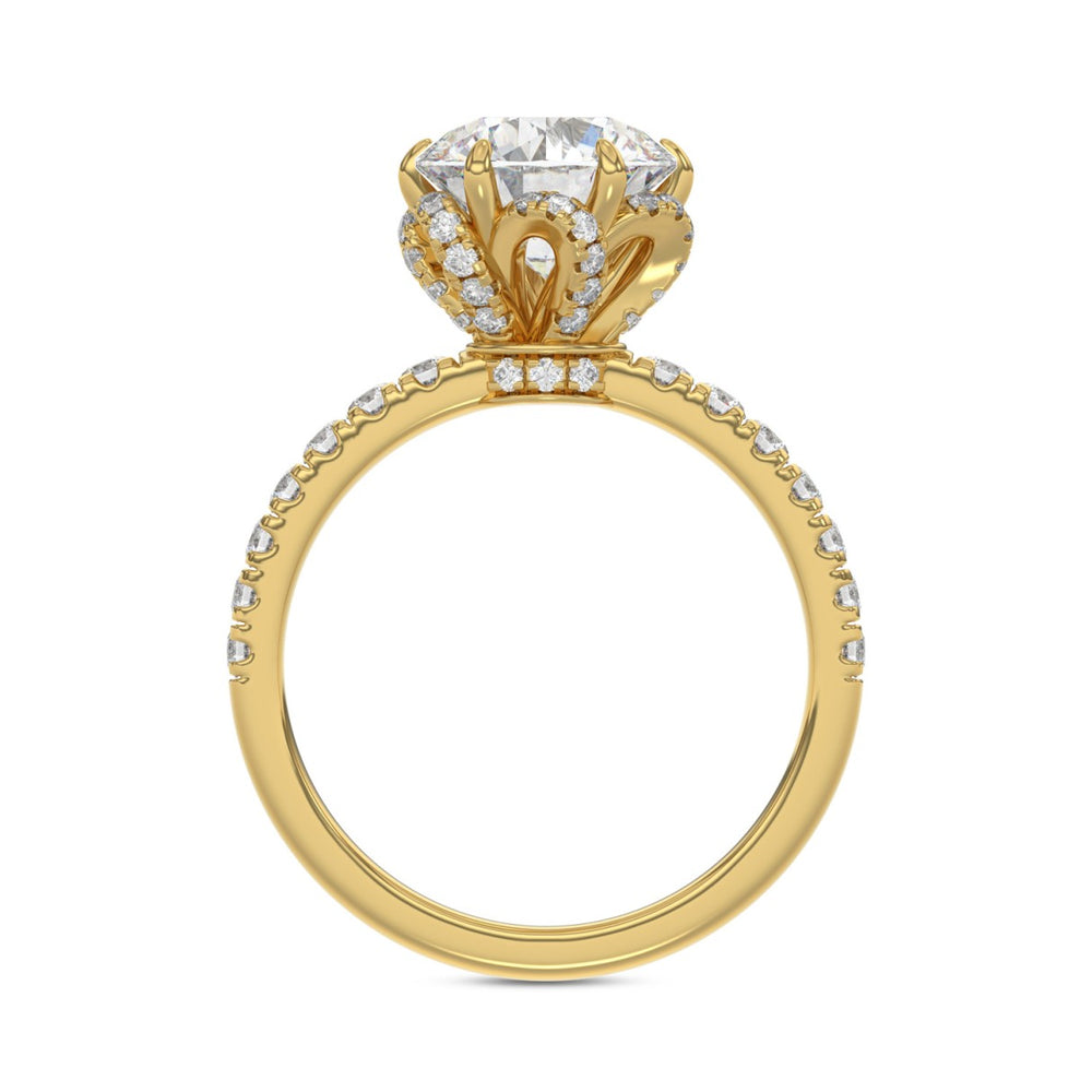 14K YELLOW GOLD 2 1/2CT ROUND DIAMOND LADIES RING (CENTER STONE ROUND DIAMOND 2CT)