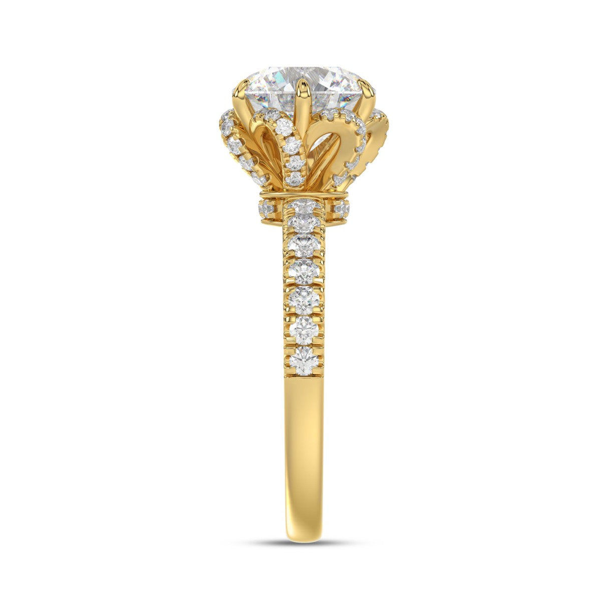 14K YELLOW GOLD 2 1/2CT ROUND DIAMOND LADIES RING (CENTER STONE ROUND DIAMOND 2CT)