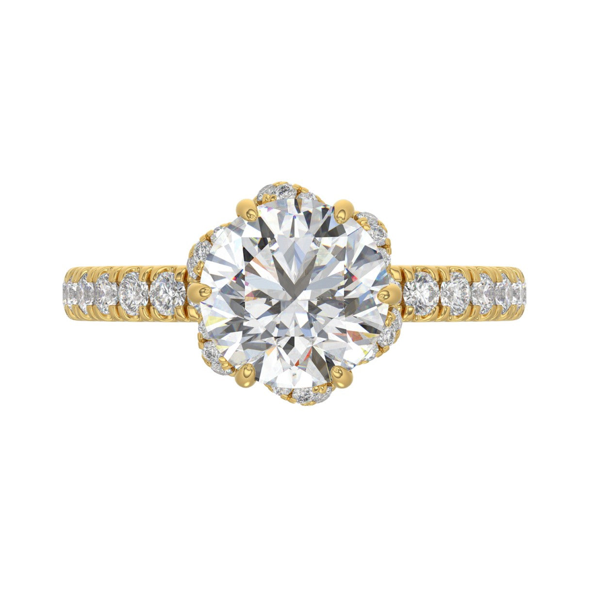 14K YELLOW GOLD 2 1/2CT ROUND DIAMOND LADIES RING (CENTER STONE ROUND DIAMOND 2CT)