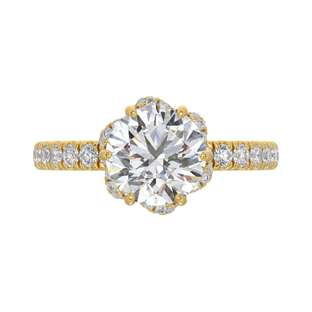 14K YELLOW GOLD 2 1/2CT ROUND DIAMOND LADIES RING (CENTER STONE ROUND DIAMOND 2CT)