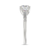 14K WHITE GOLD 3 1/2CT EMERALD/CUSHION DIAMOND LADIES RING (CENTER STONE CUSHION DIAMOND 3CT)