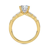 14K YELLOW GOLD 3 1/2CT EMERALD/CUSHION DIAMOND LADIES RING (CENTER STONE CUSHION DIAMOND 3CT)
