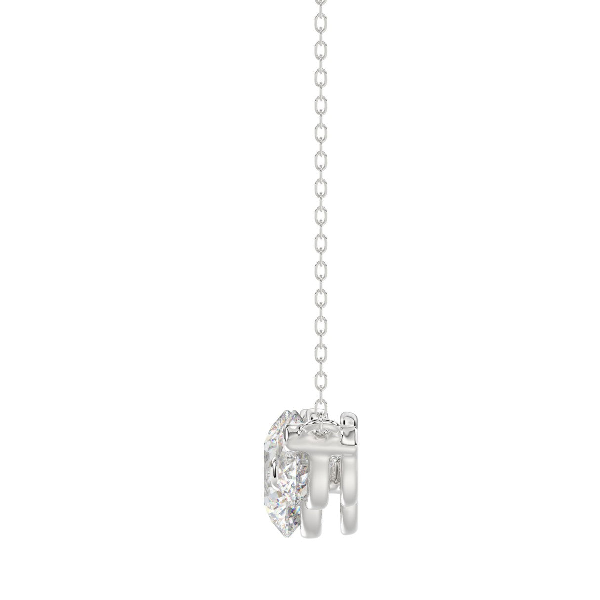 14K WHITE GOLD 2.00CT ROUND DIAMOND LADIES PENDANT WITH CHAIN