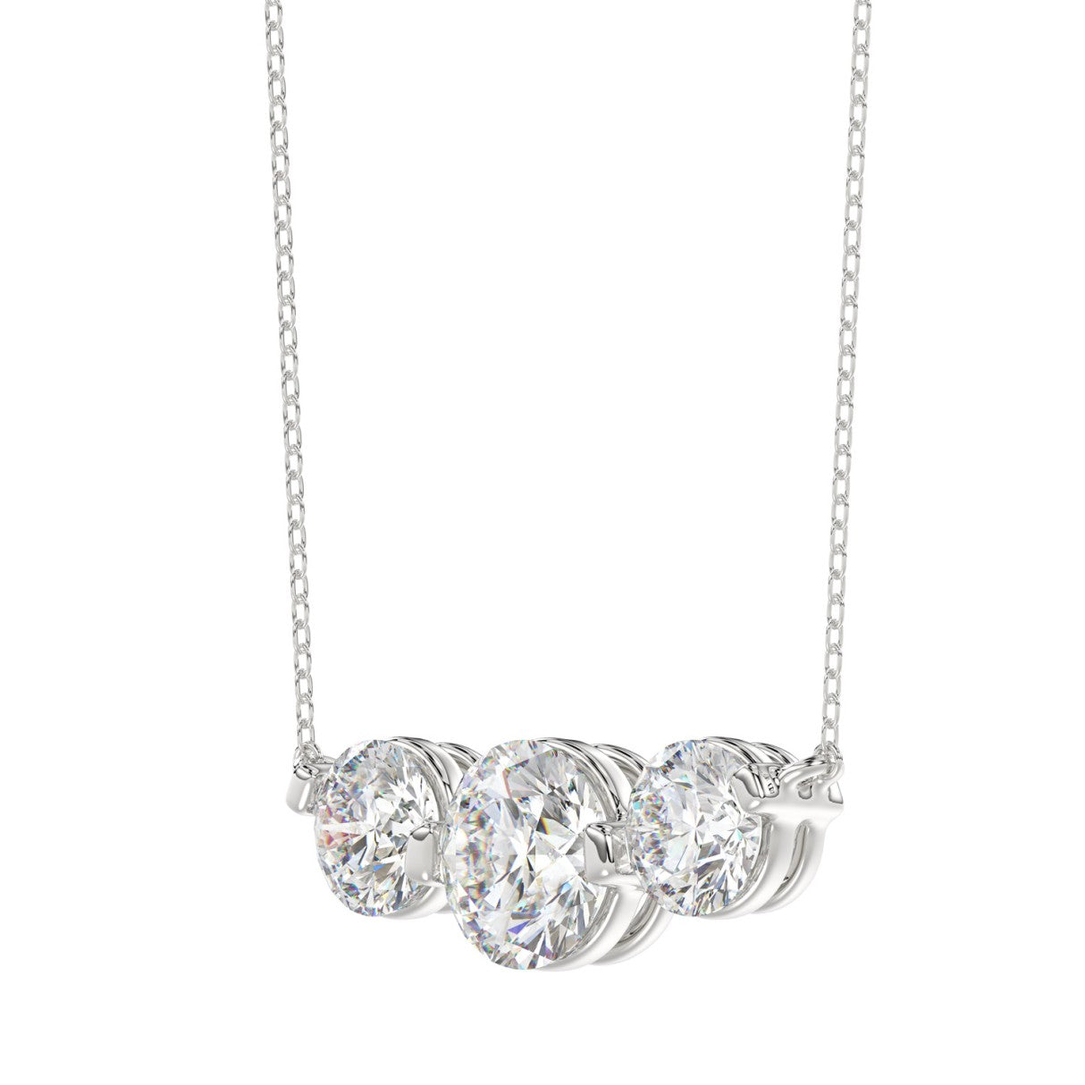 14K WHITE GOLD 2.00CT ROUND DIAMOND LADIES PENDANT WITH CHAIN