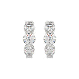 14K WHITE GOLD 1 1/2CT ROUND DIAMOND LADIES HOOPS EARRINGS