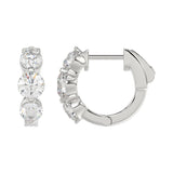 14K WHITE GOLD 1 1/2CT ROUND DIAMOND LADIES HOOPS EARRINGS