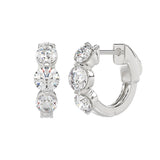 14K WHITE GOLD 1 1/2CT ROUND DIAMOND LADIES HOOPS EARRINGS