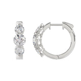14K WHITE GOLD 3.00CT ROUND DIAMOND LADIES HOOPS EARRINGS