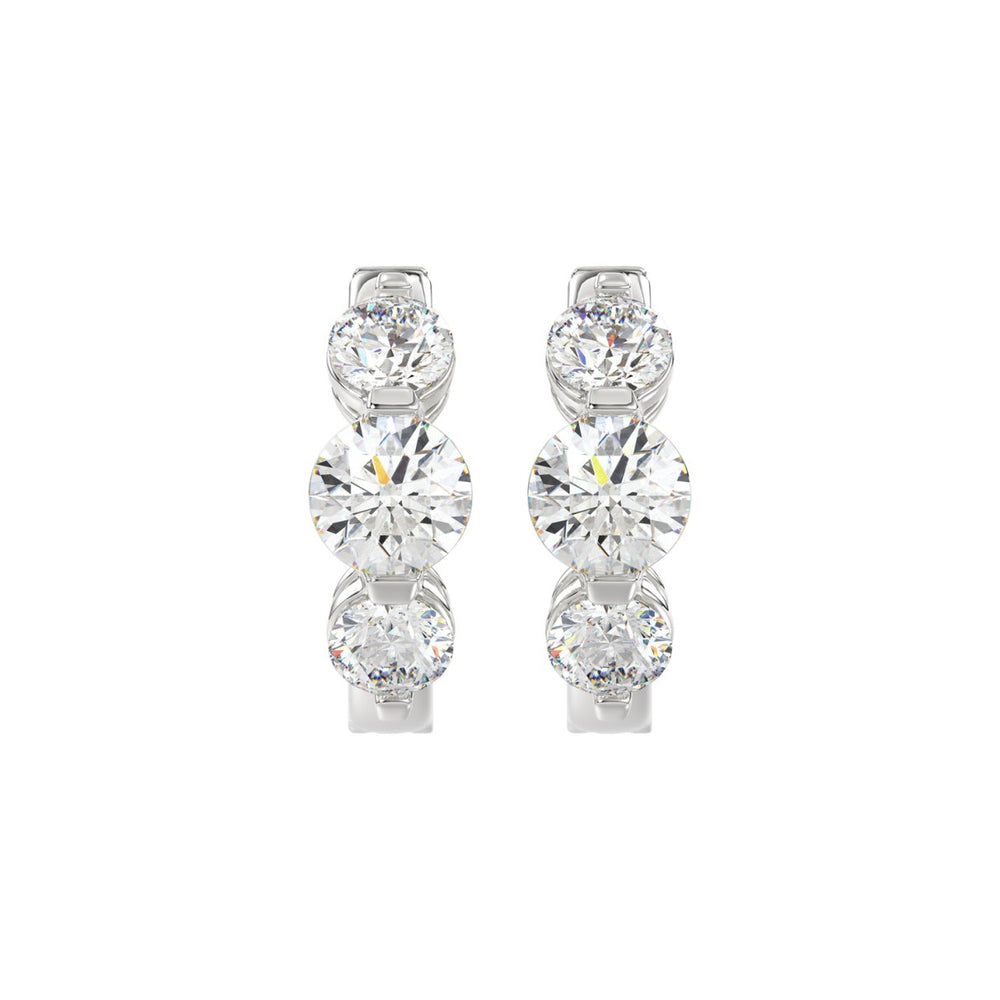 14K WHITE GOLD 4.00CT ROUND DIAMOND LADIES HOOPS EARRINGS