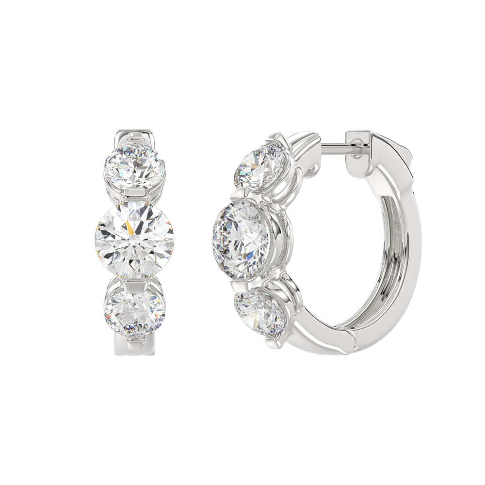 14K WHITE GOLD 4.00CT ROUND DIAMOND LADIES HOOPS EARRINGS