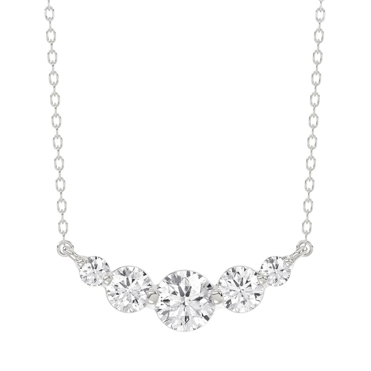 14K WHITE GOLD 1/2CT ROUND DIAMOND LADIES NECKLACE